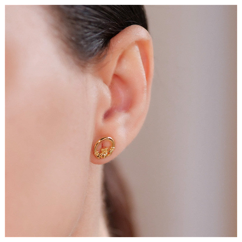 14KT Gold Vermeil Claddagh Stud Earrings
