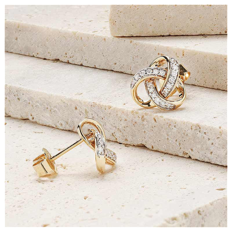 14KT Gold Trinity Earrings w/ Lab Diamond