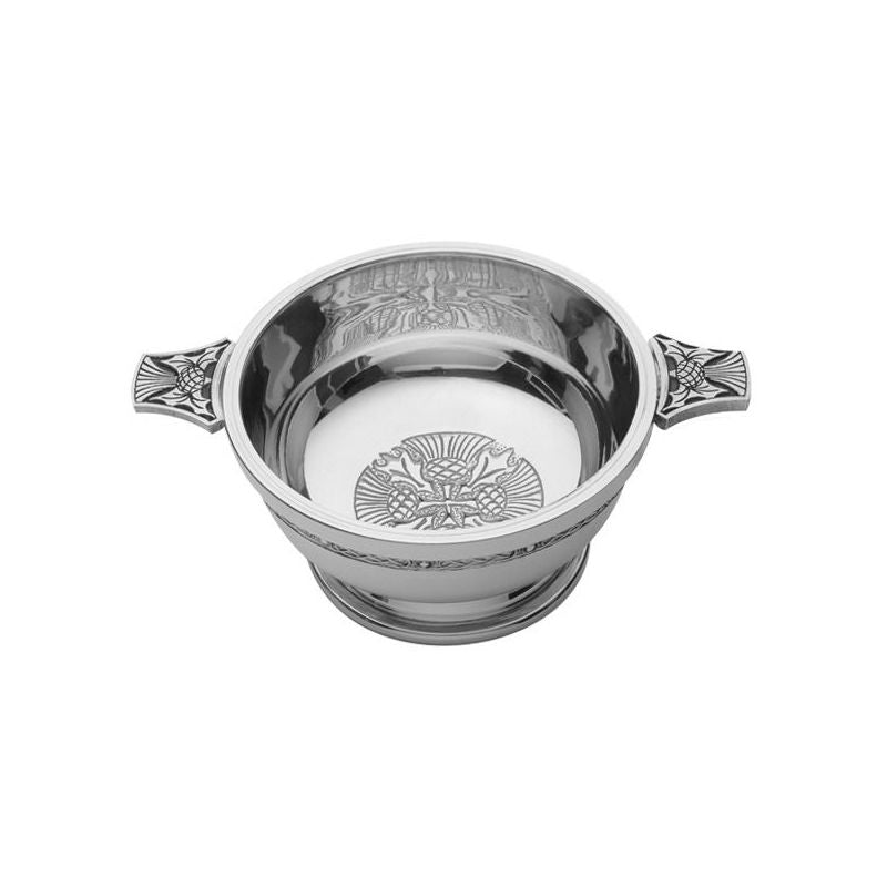 Handmade Pewter Quaich | 4" | Thistles