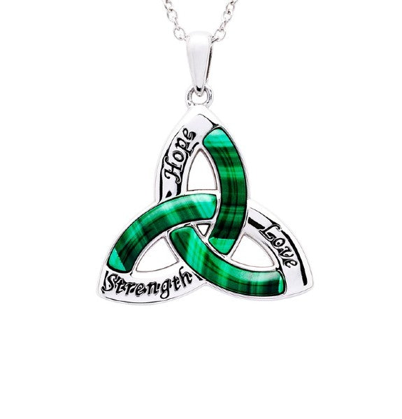 Sterling Silver Trinity w/ Malachite/CZ Pendant