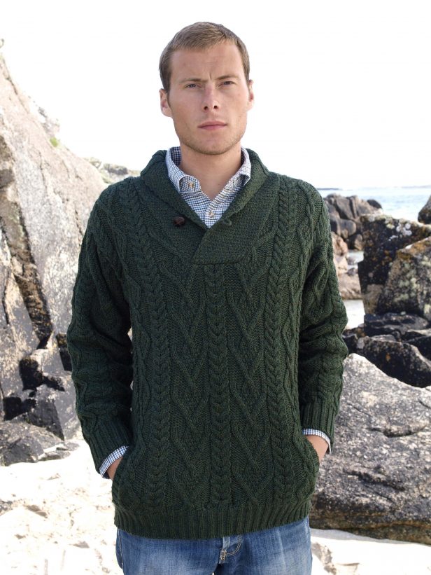 Shawl Collar Aran Sweater [3 Colors]