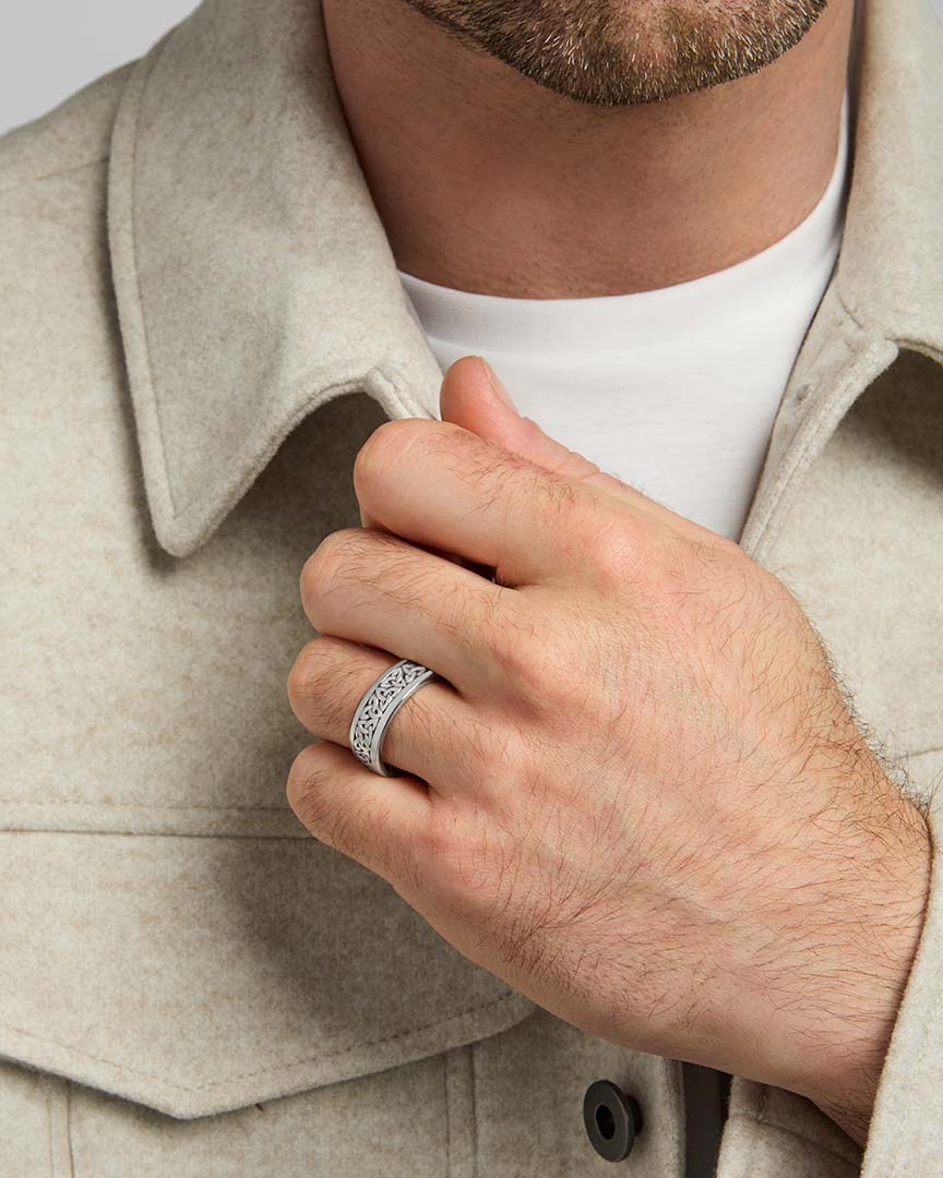 Men's Silver Oxidized Trinity Knot Ring