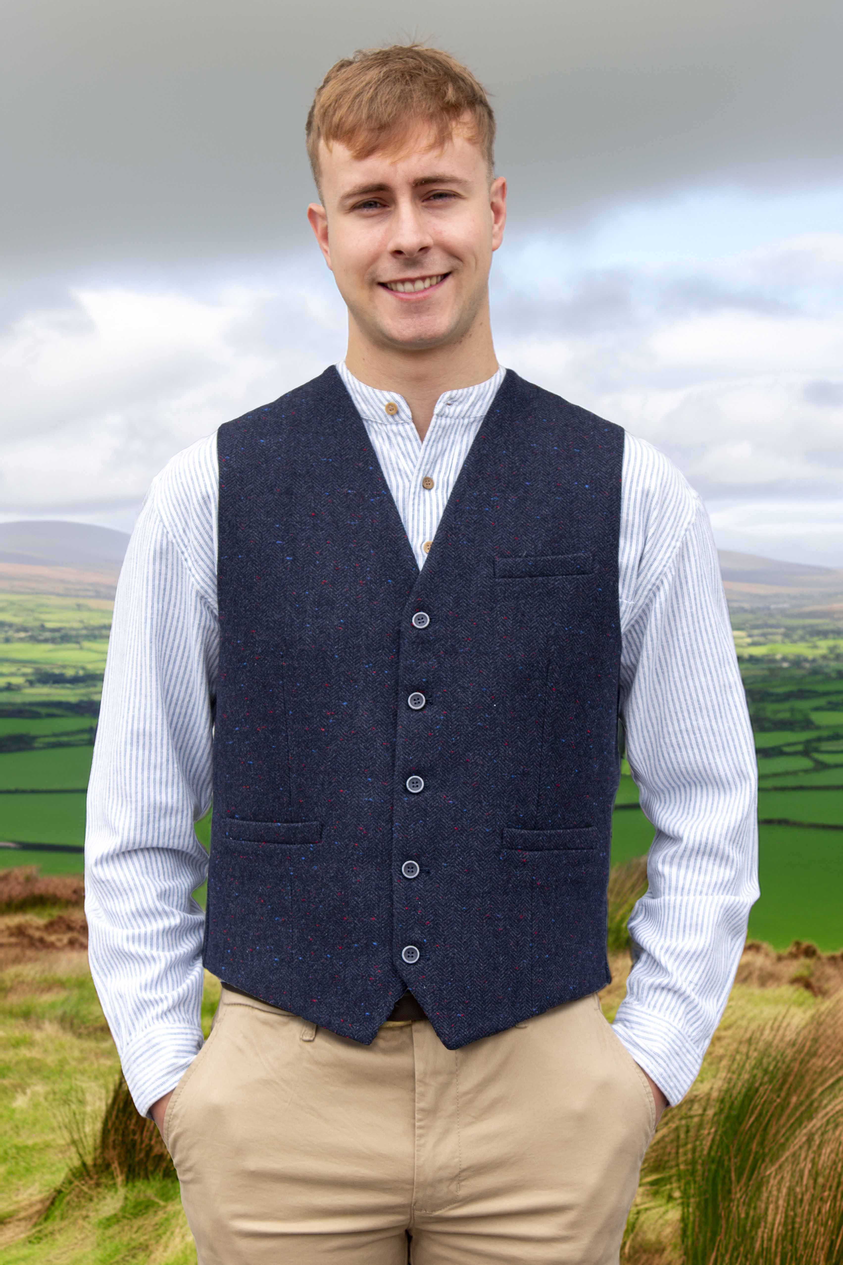Herringbone Wool Blend Tweed Vest [6 Colors]