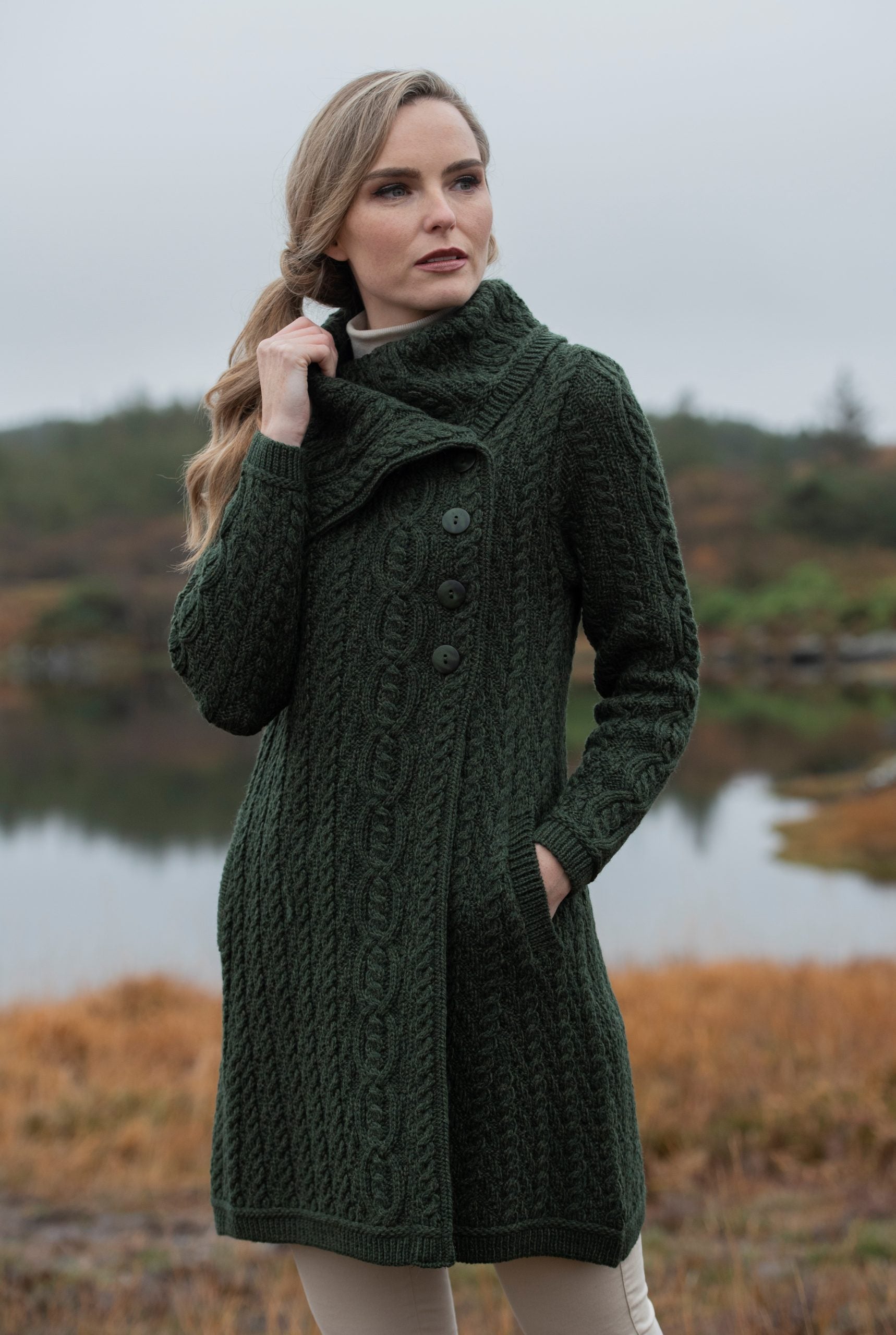 Aran Button Cardigan Coat [3 Colors]