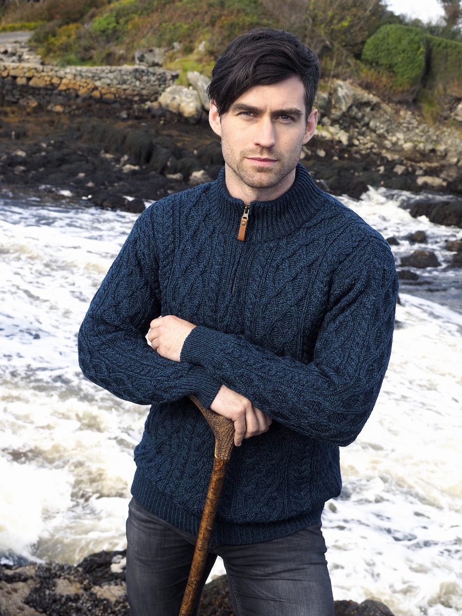 Quarter-Zip Aran Sweater [3 Colors]