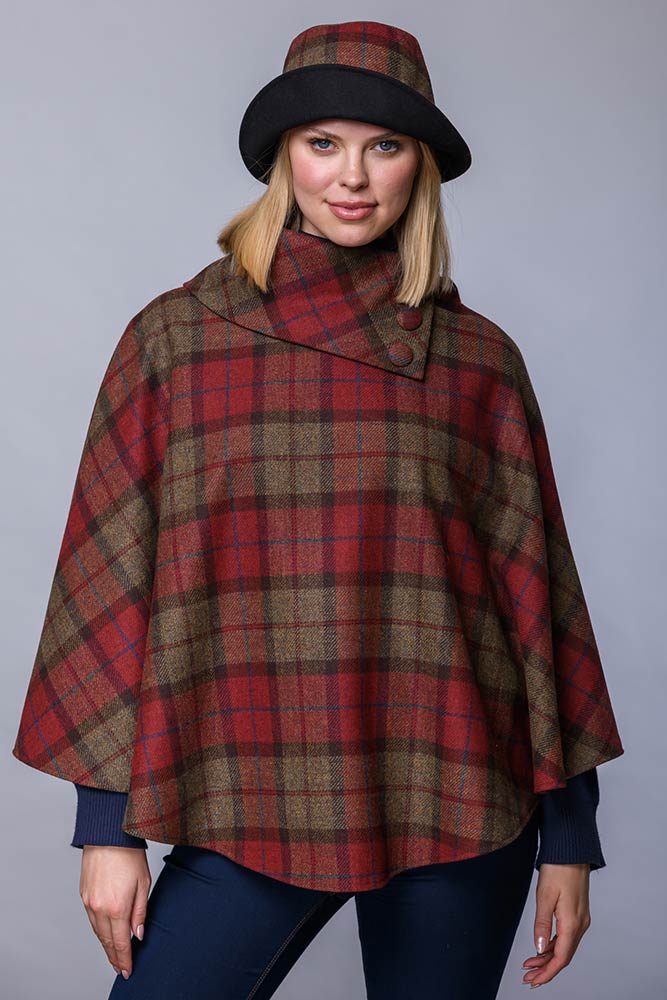 Irish Tweed Tartan Poncho [16 Colors]
