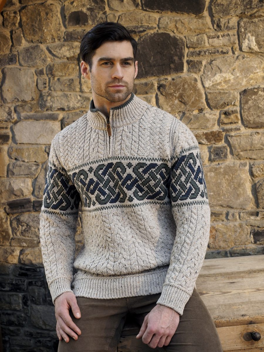 Aran Half-Zip Jacquard Sweater