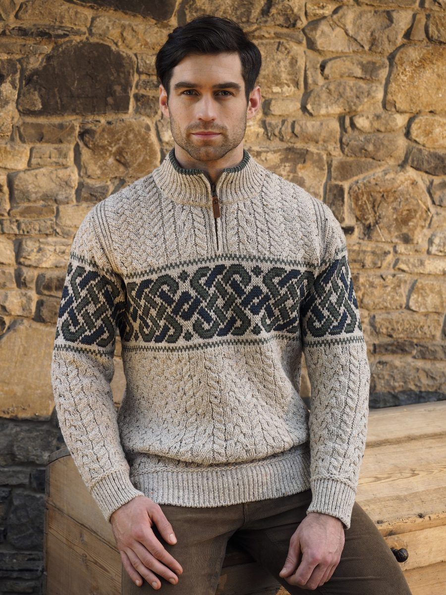 Aran Half-Zip Jacquard Sweater