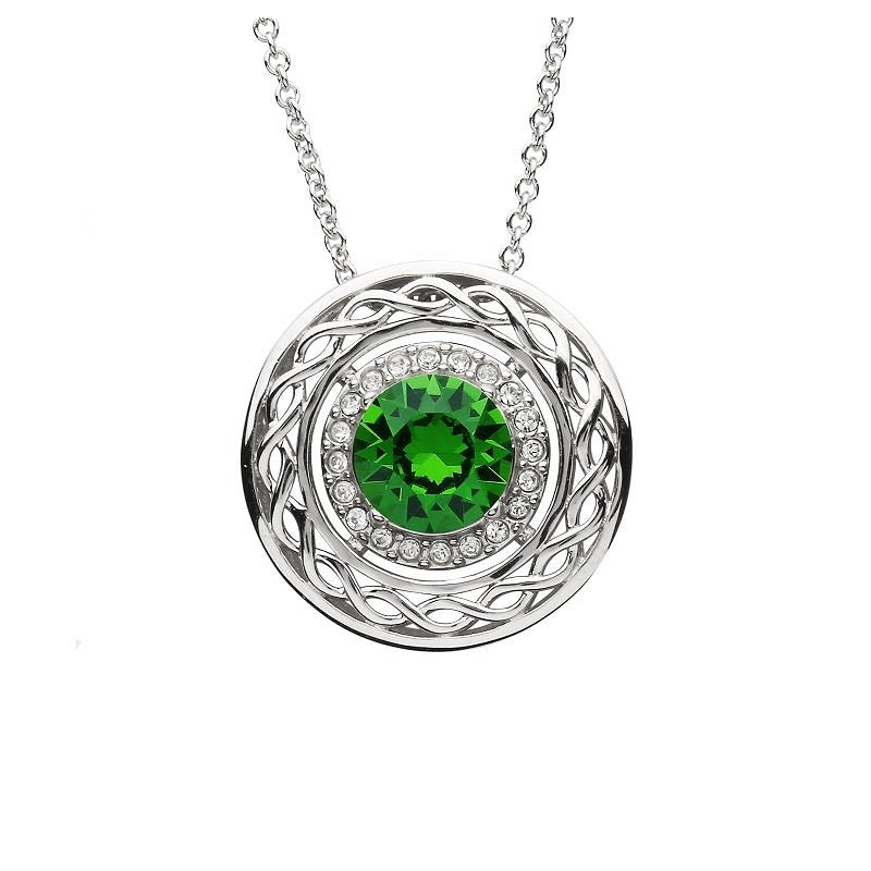 Sterling Silver Swarvoski Green/White Celtic Necklace