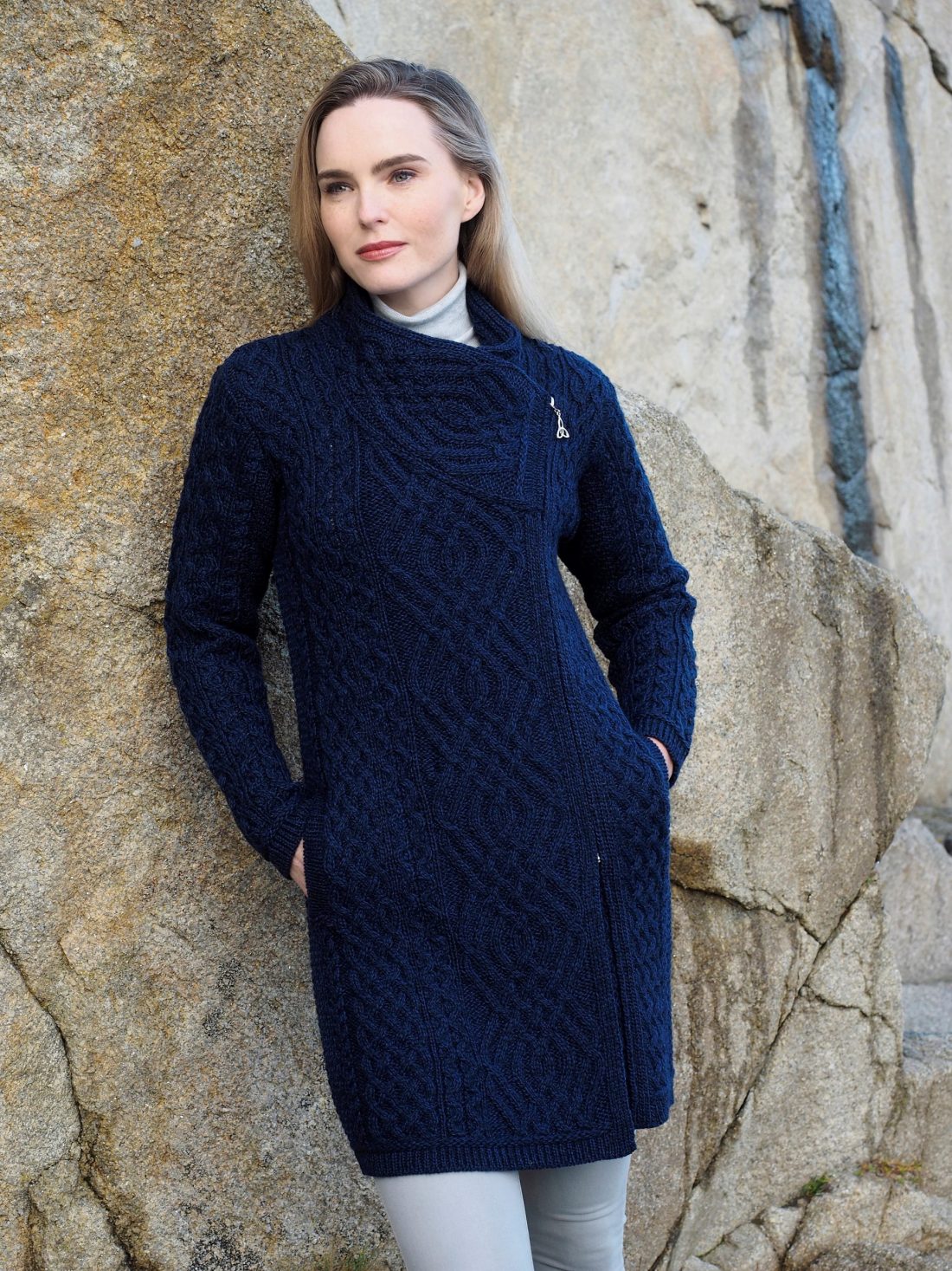 Aran Long Side-Zip Sweater [3 Colors]