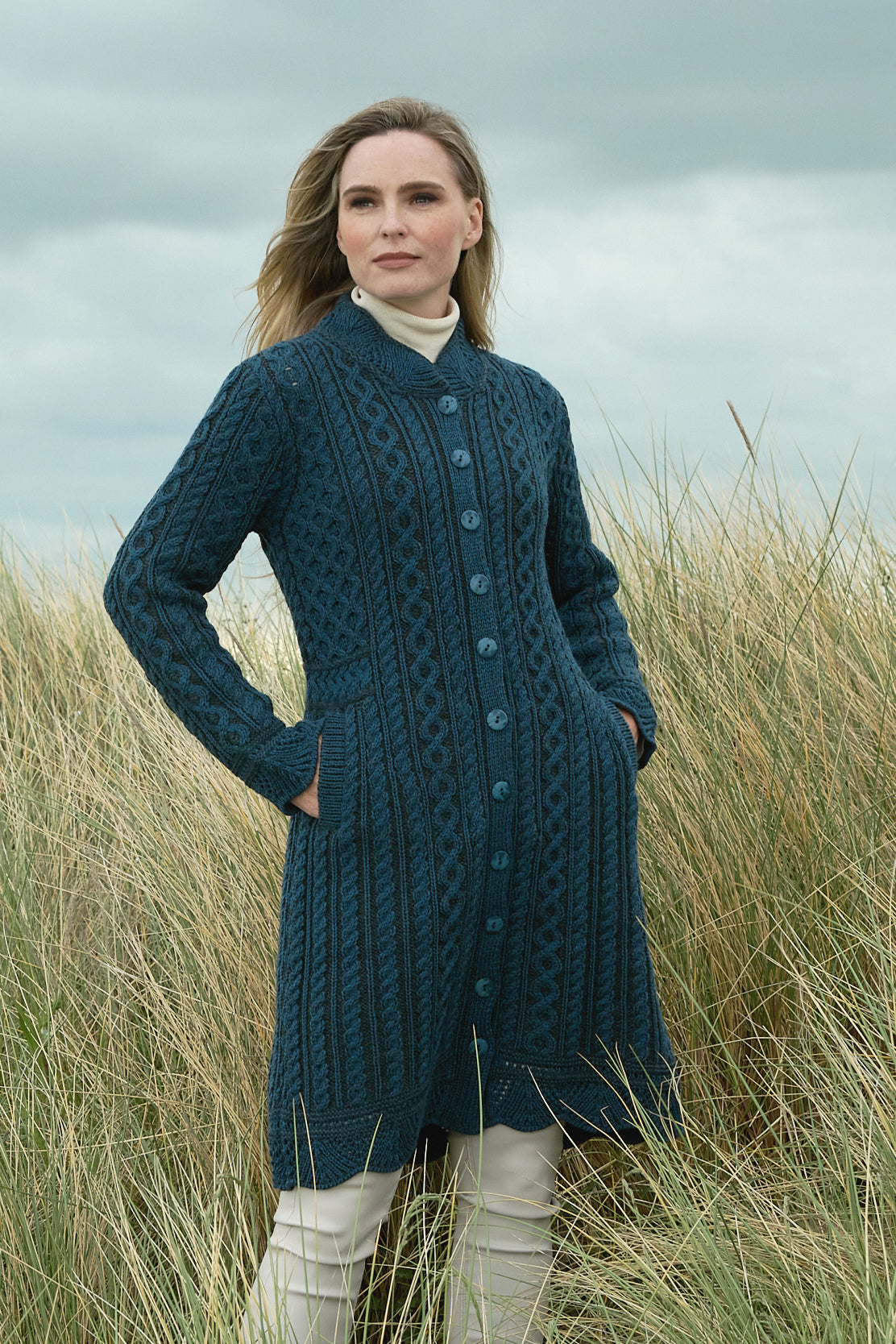 Aran Long Button Cardigan Coat [2 Colors]