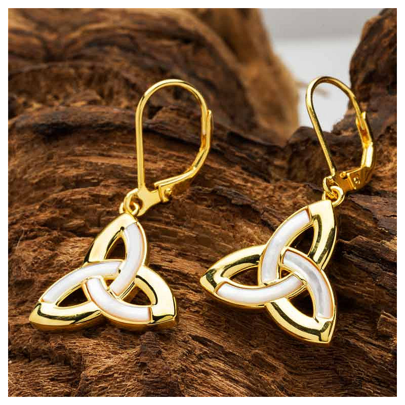14KT Gold Vermeil Mother of Pearl Trinity Earrings