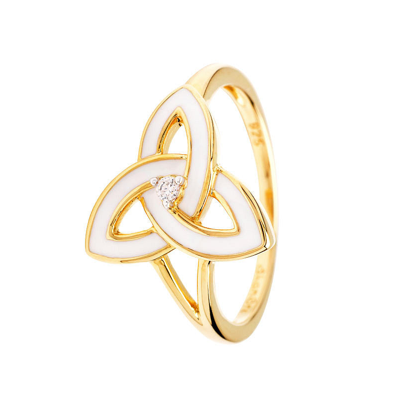 14KT Gold Vermeil White Enamel Trinity Ring