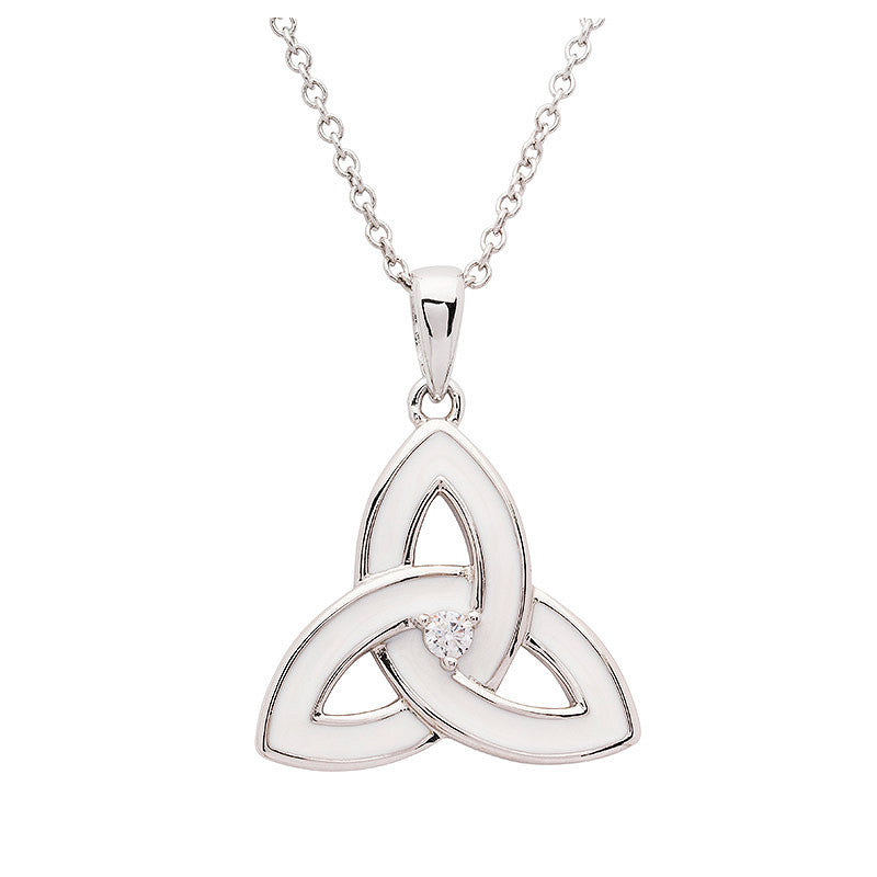 Sterling Silver White Enamel Trinity Pendant