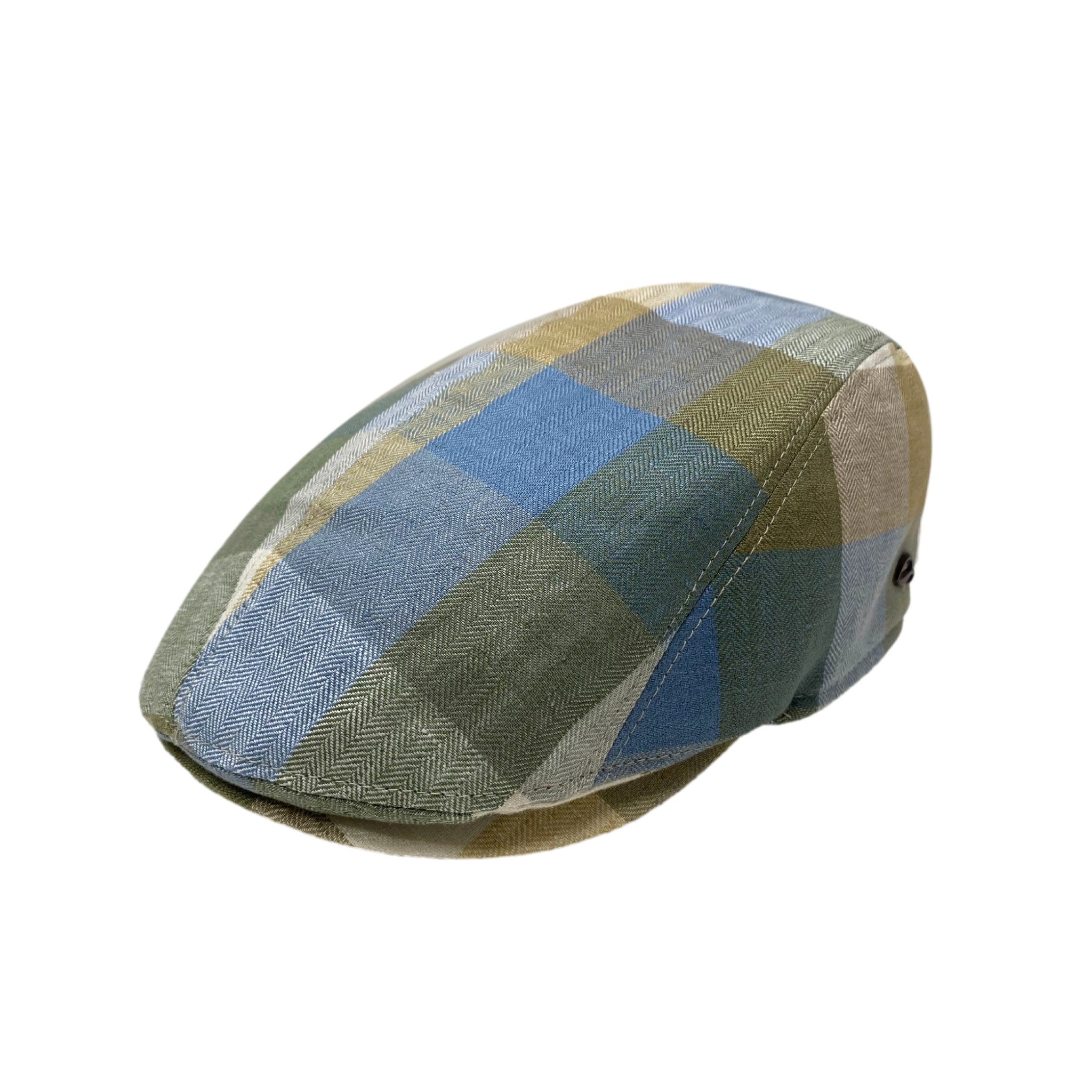 Jackson Blue & Tan Plaid Driving Cap