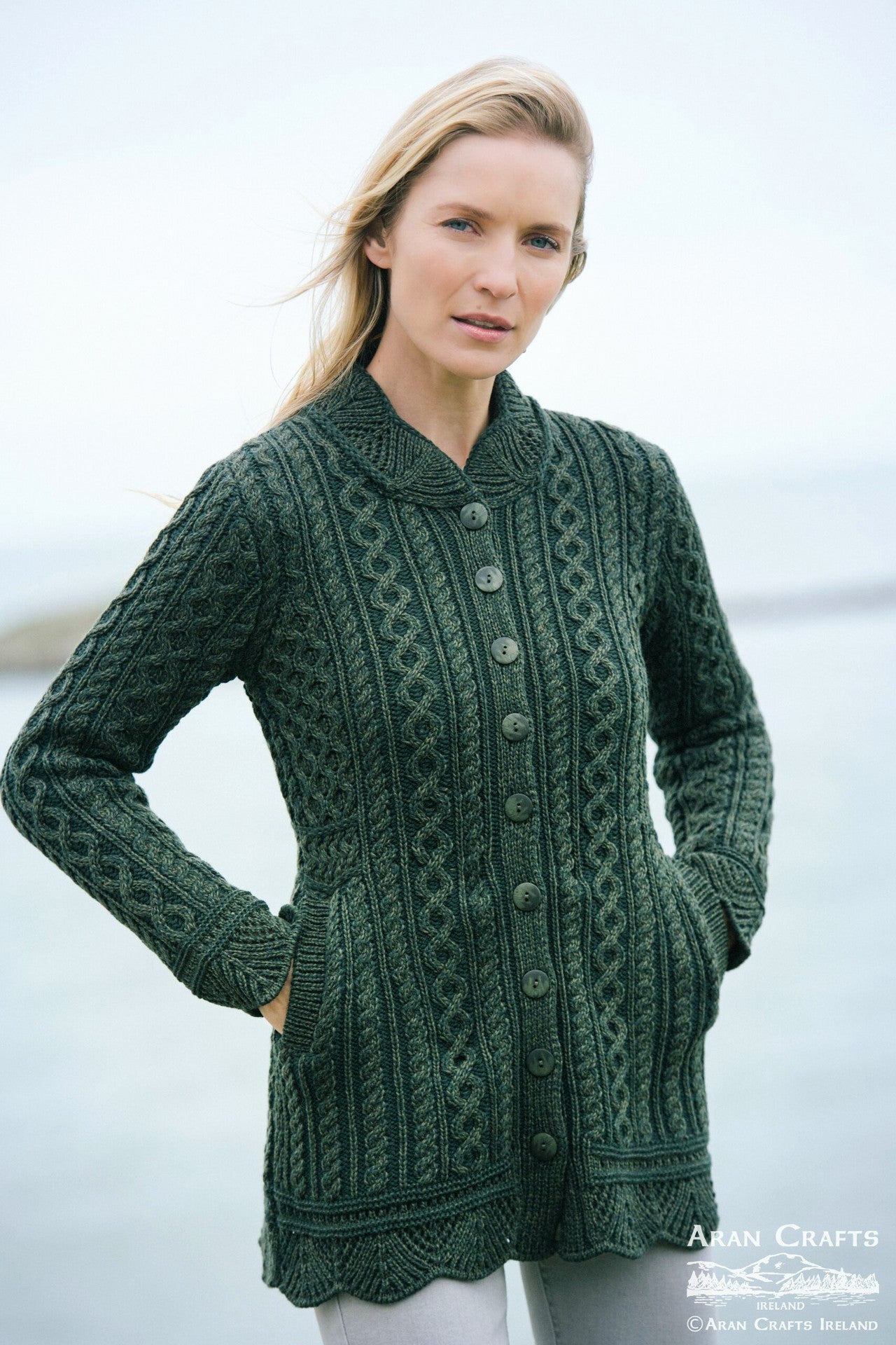 Fermanagh Plated Scallop Cardigan [2 Colors]