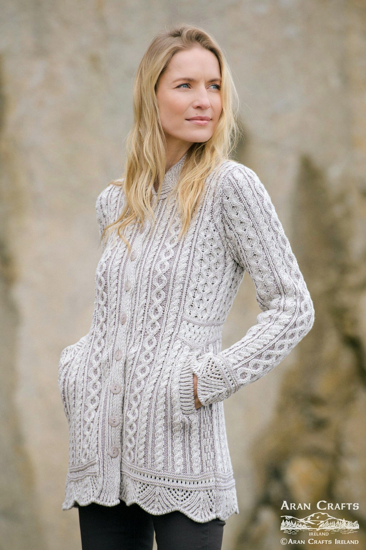 Fermanagh Plated Scallop Cardigan [2 Colors]