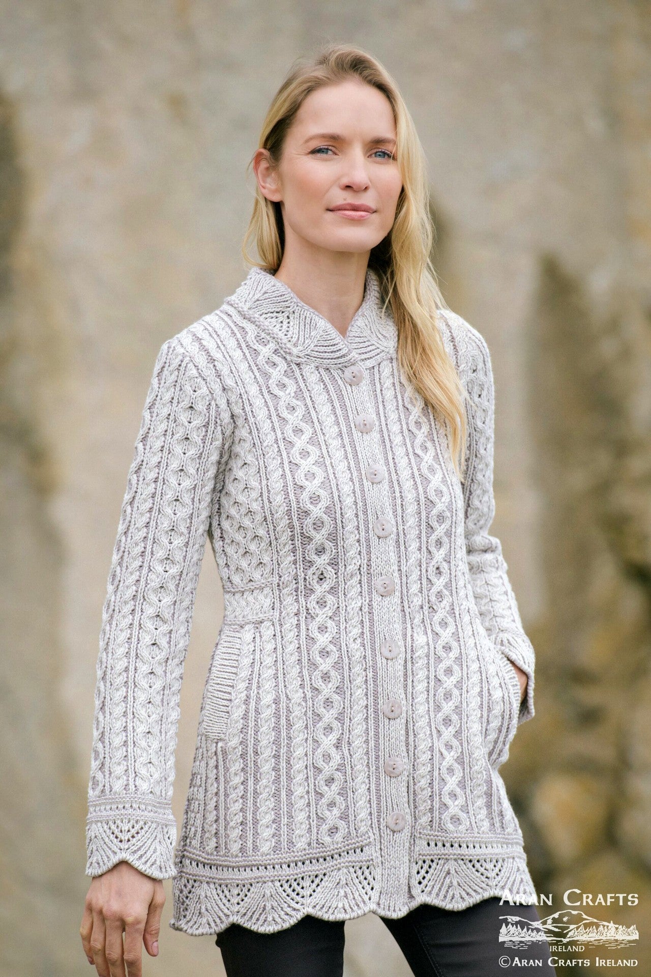 Fermanagh Plated Scallop Cardigan [2 Colors]