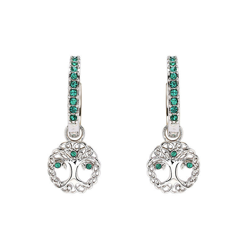 Sterling Silver Pearl/Crystal Tree of Life Earrings