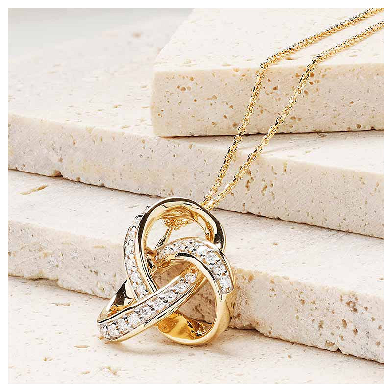 14KT Gold Trinity Necklace w/ Lab Diamond