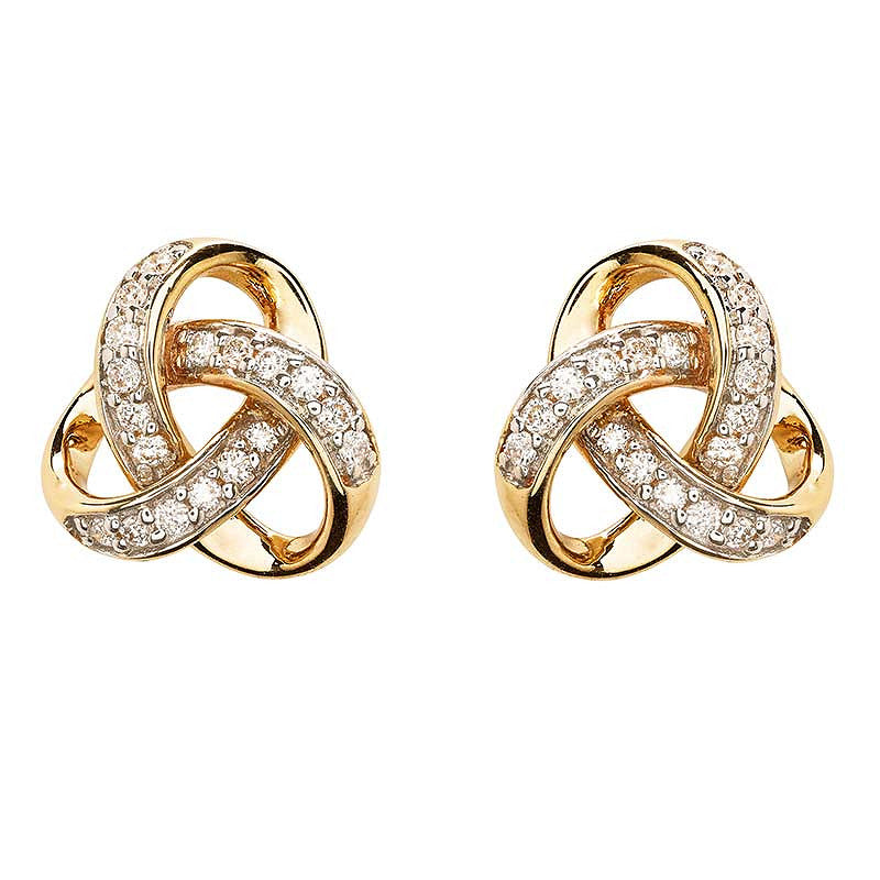 14KT Gold Trinity Earrings w/ Lab Diamond