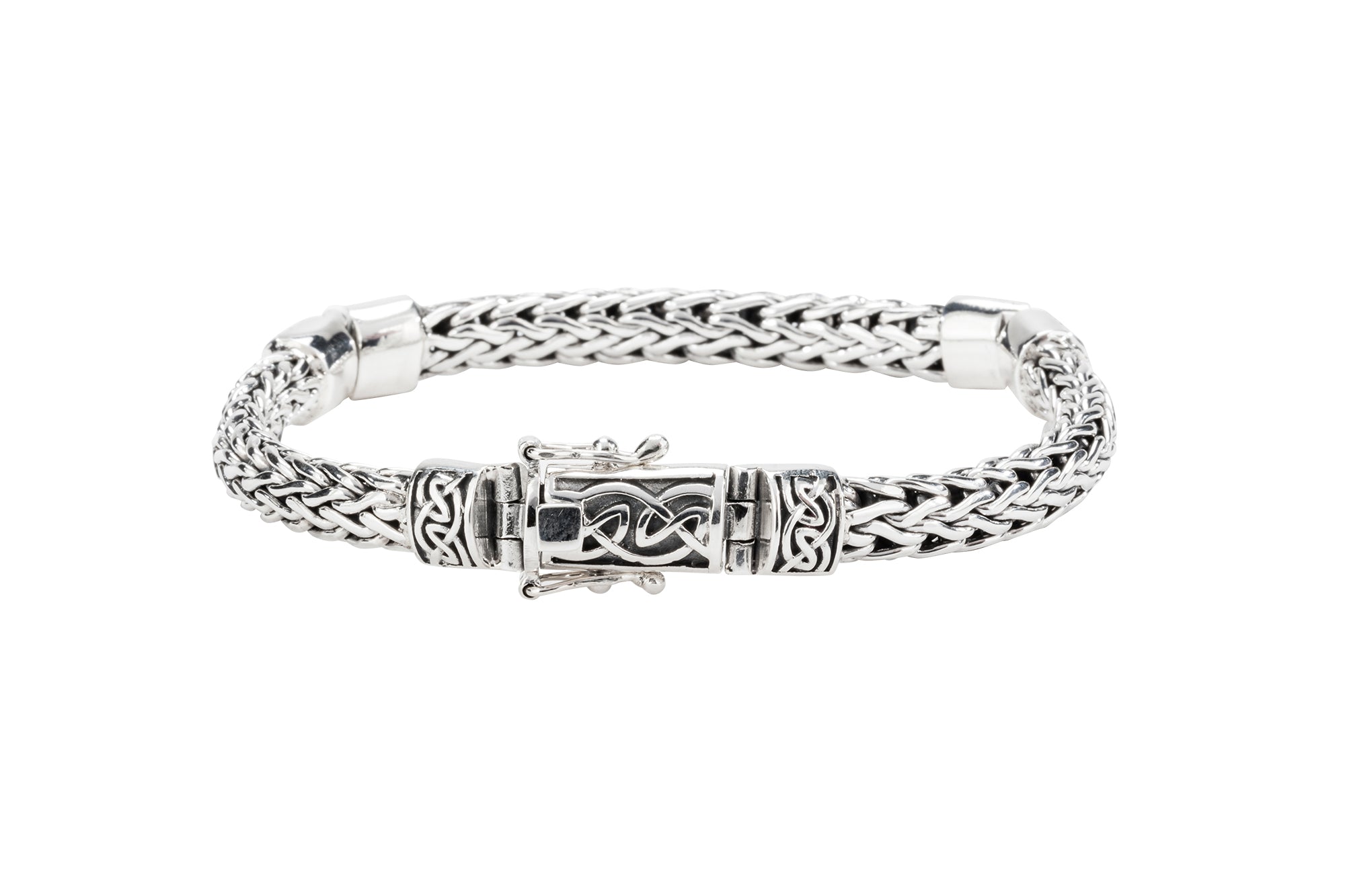Silver Dragon Weave Hinged Bracelet