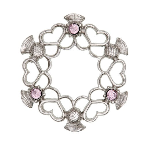 Circular Brooch with Thistles and Purple Stones