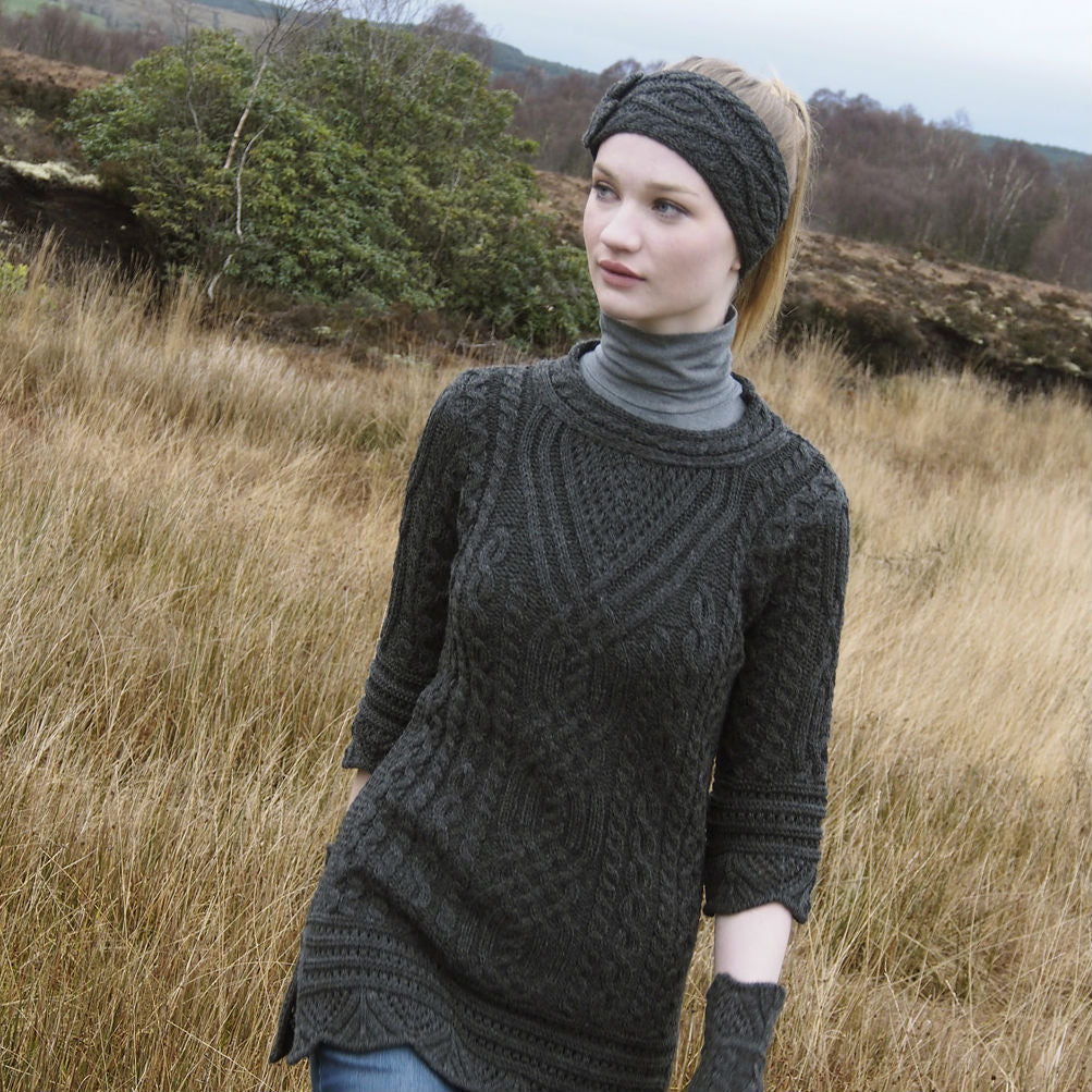 Irish Charcoal Grey Knit Merino Wool Headband