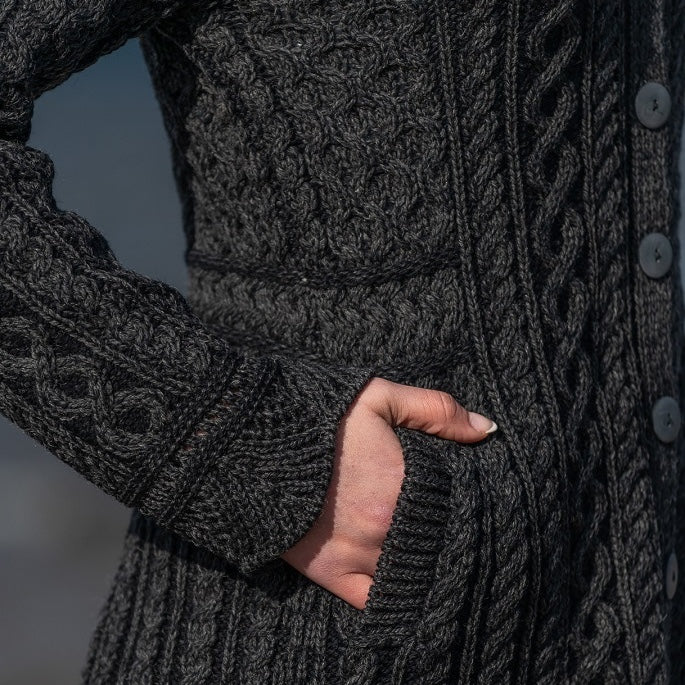 Aran Long Button Cardigan Coat [2 Colors]