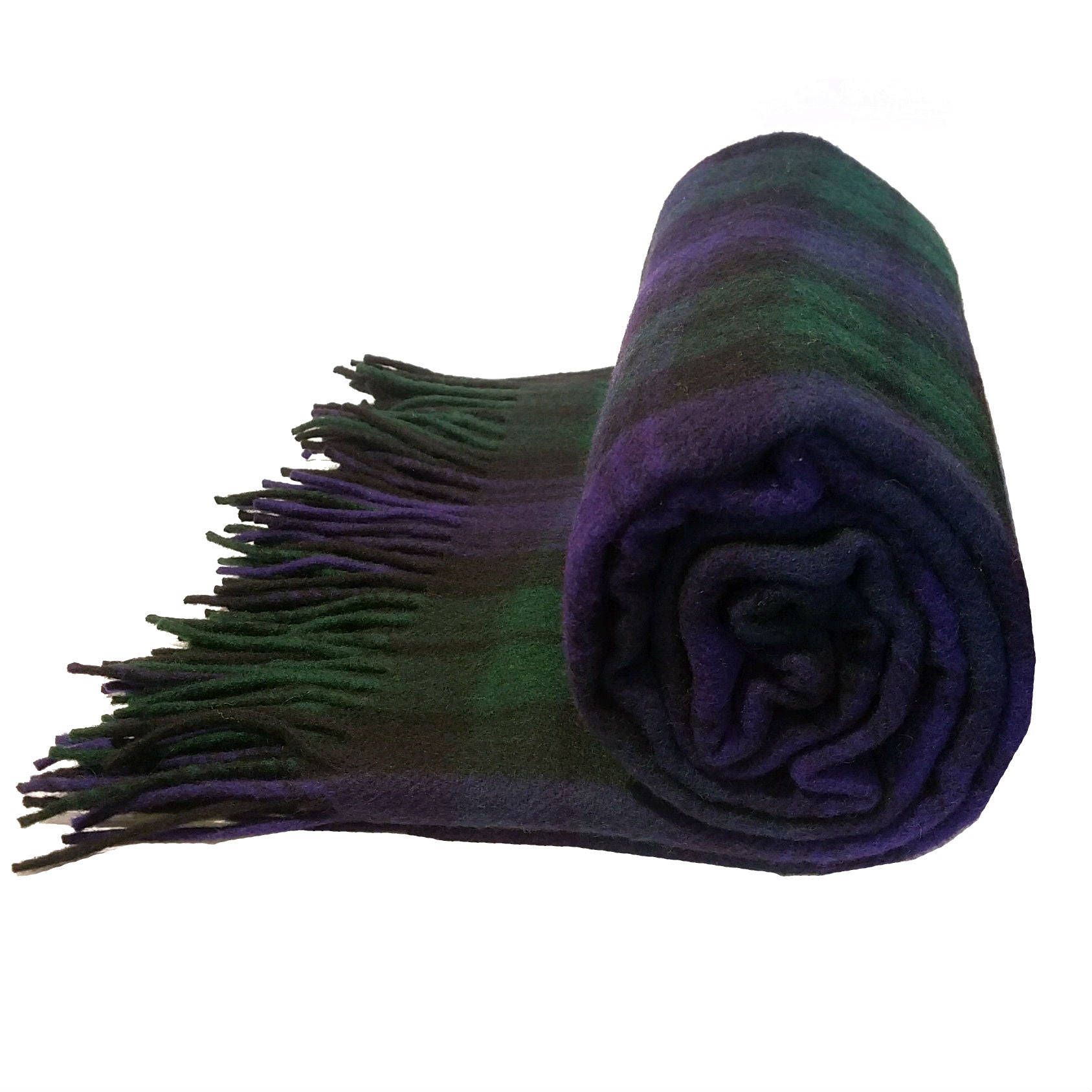 green, navy & black tartan plaid wool blanket, Black Watch tartan