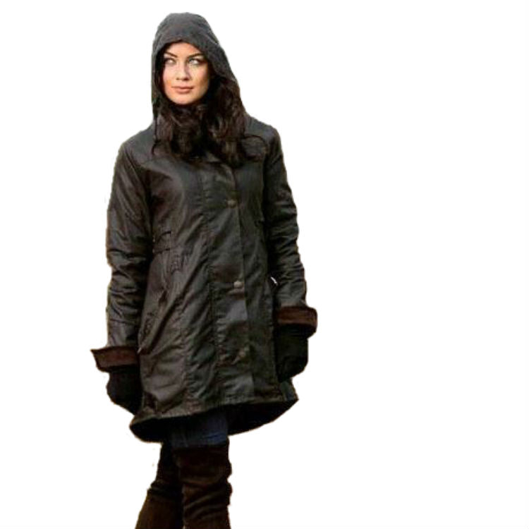 women's waxed cotton jacket in brown