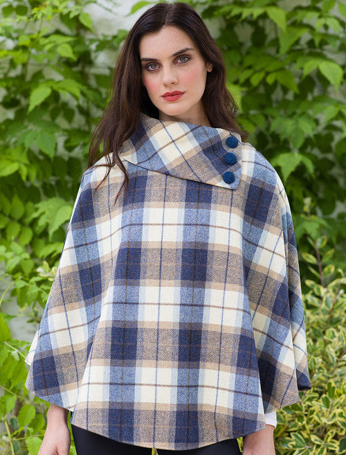 Irish Tweed Tartan Poncho [16 Colors]