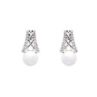Sterling Silver Trinity w/ Pearl CZ Earrings